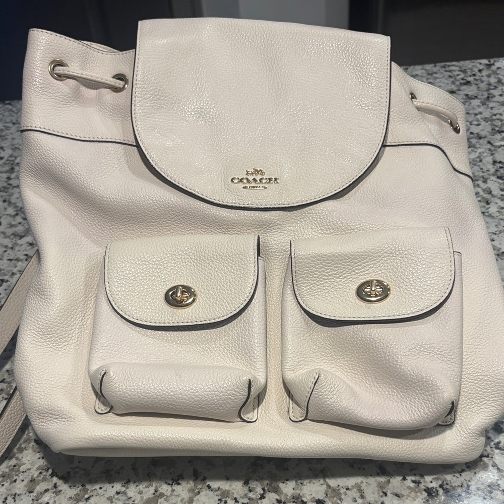 Coach Cream Leather Backpack